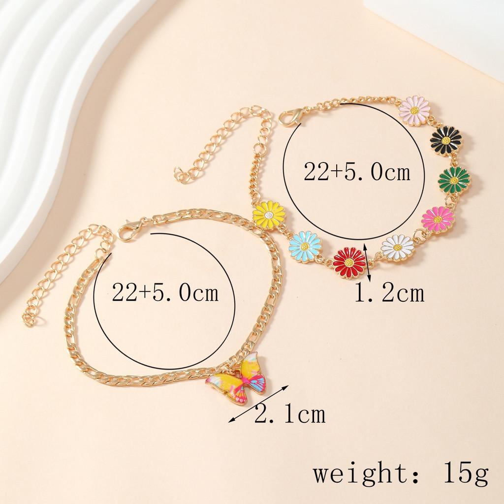 Fashion Ladies Modern Anklet Set With Colorful Daisy Motif For Casual Wear