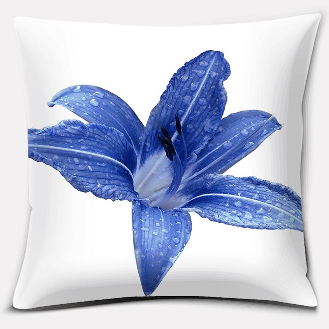Modern Blue Flowers Collection Doublesided Printed pillow cover Short plush Suitable living rooms bedrooms throw cushion cover