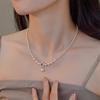 Temperament Aquamarine Pearl Millet Bead Necklace Women's New Personalized Neck Chain Pendant Accessories Clavicle Chain
