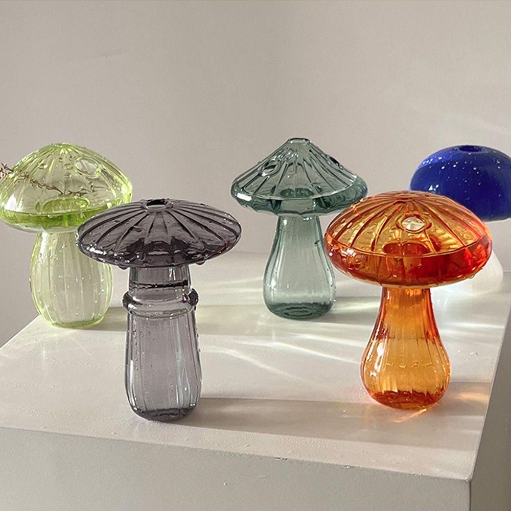 Glass Hydroponic Flower Pot Mushroom Shaped Flower Arrangement Container Mini Flower Vase  Home