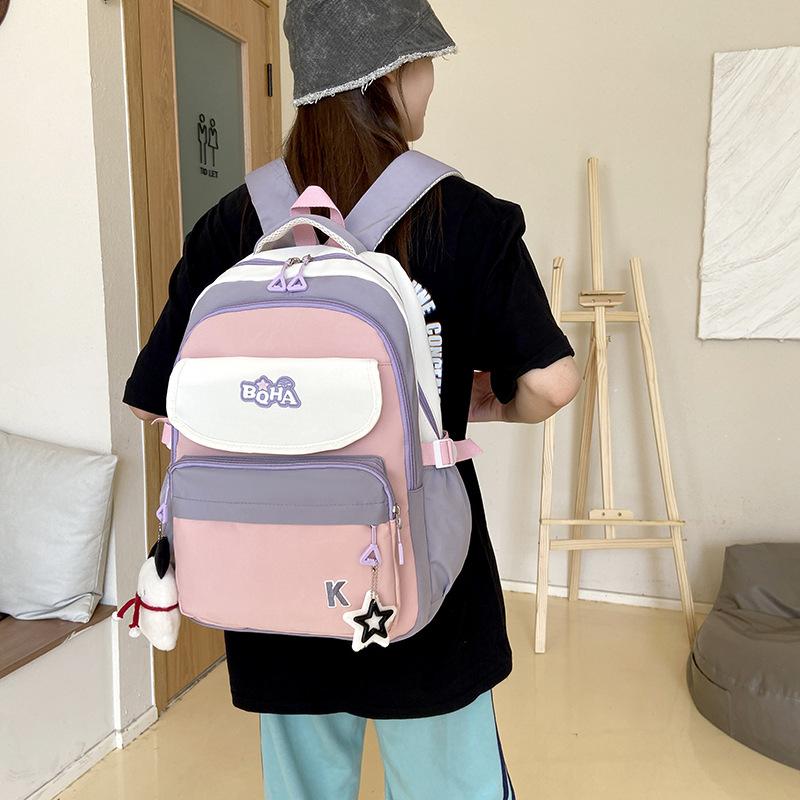 Trendig Color-blocking Ryggsäck för Studenter i Stor Kapacitet