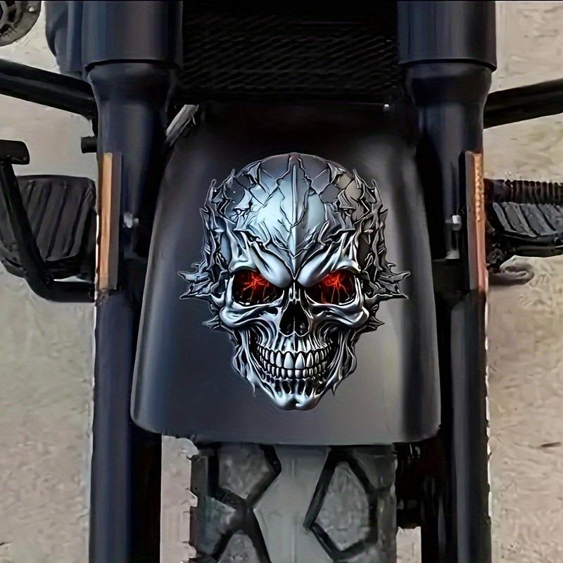 Wasserdichter Totenkopf-Aufkleber mit roten leuchtenden Augen für Autos, Motorräder und Fahrräder