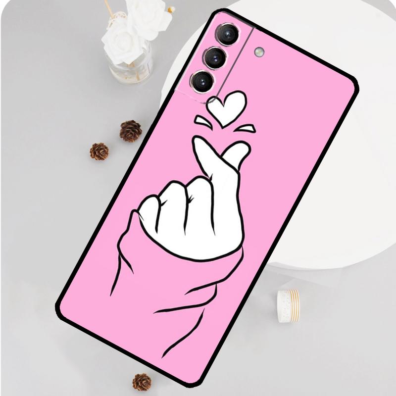 Kpop Hand Finger Heart Cover For Samsung Galaxy S23 S22 Ultra S21 FE S20 FE Note 20 Ultra S9 S10 Note 10 Plus Case