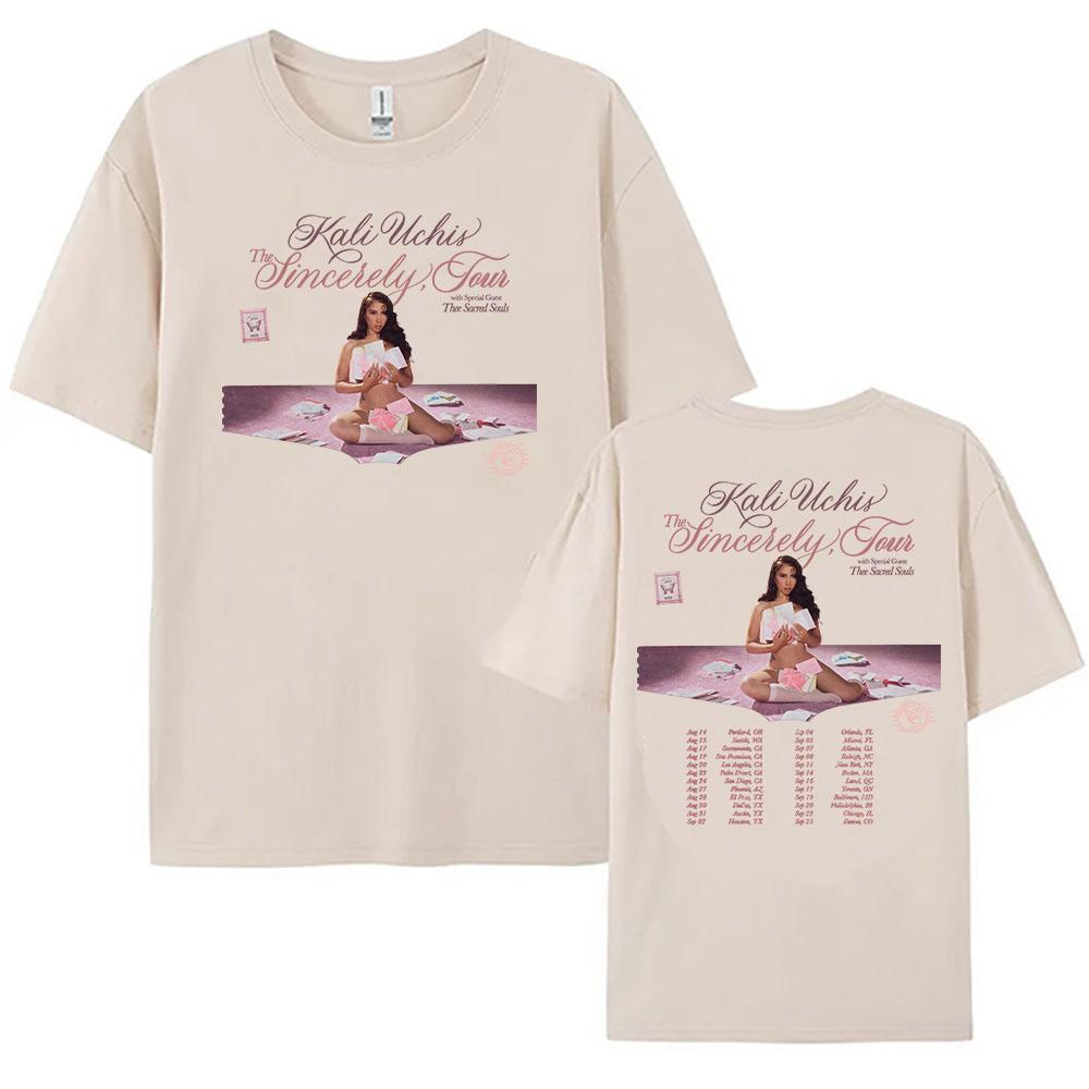 KALI UCHIS Sincerely Tour 2026 T-shirt Women Clothing Short Sleeve Cotton Loose Tshirts Streetwear Unisex Summer Female T Shirt
