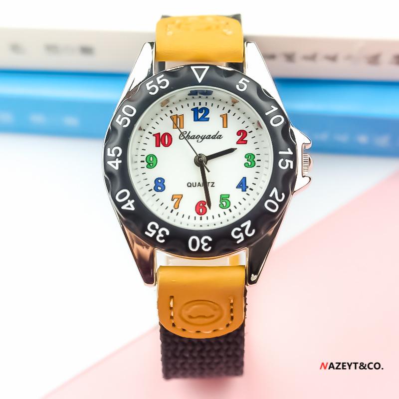 

Kids Canvas Strap Quartz Wristwatch: Breathable, Cute, and Casual Design for Boys & Girls чёрный