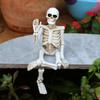 Swing Leg Skeleton Figurine Sitting Skull Resin Statue Sculpture Home Office Desktop Garden Decoration Ornament Halloween Birthd