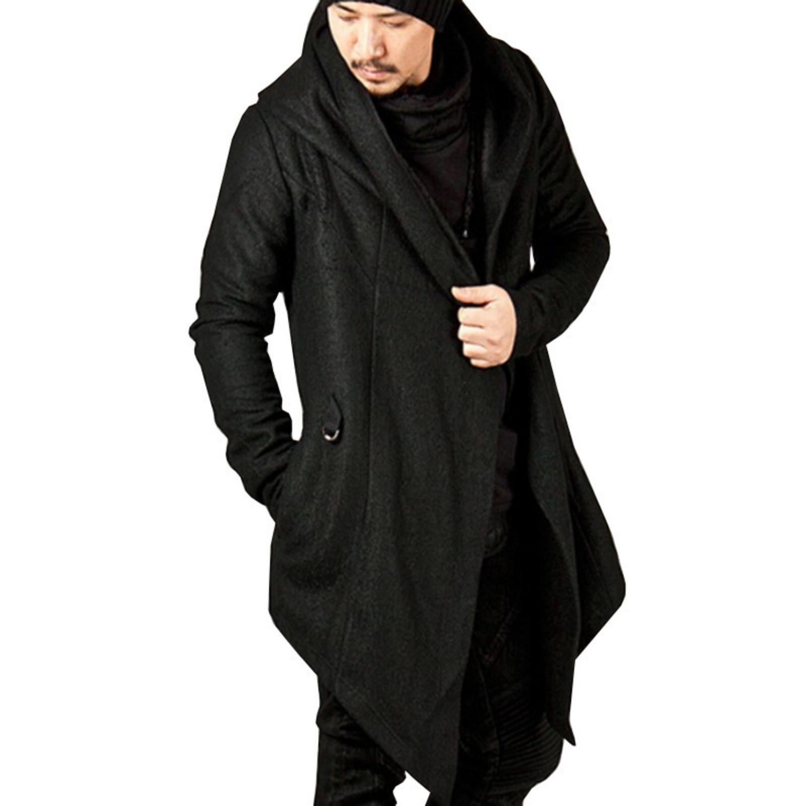 

Stylish Men s Hooded Cardigan With Irregular Hem L чорний