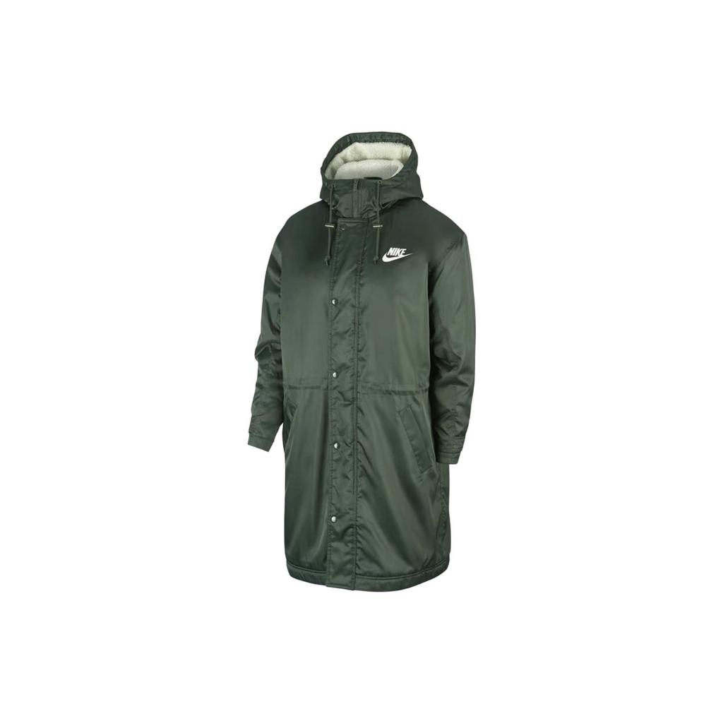 Nike Mid-Length Lamb Fleece Hooded Warm Sports Cotton Jacket Men Jacket Dark-Green BV4695-370