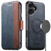 SUTENI Q-07 For iPhone 16 Case Magnetic Color Splicing Cowhide Texture Leather Cover