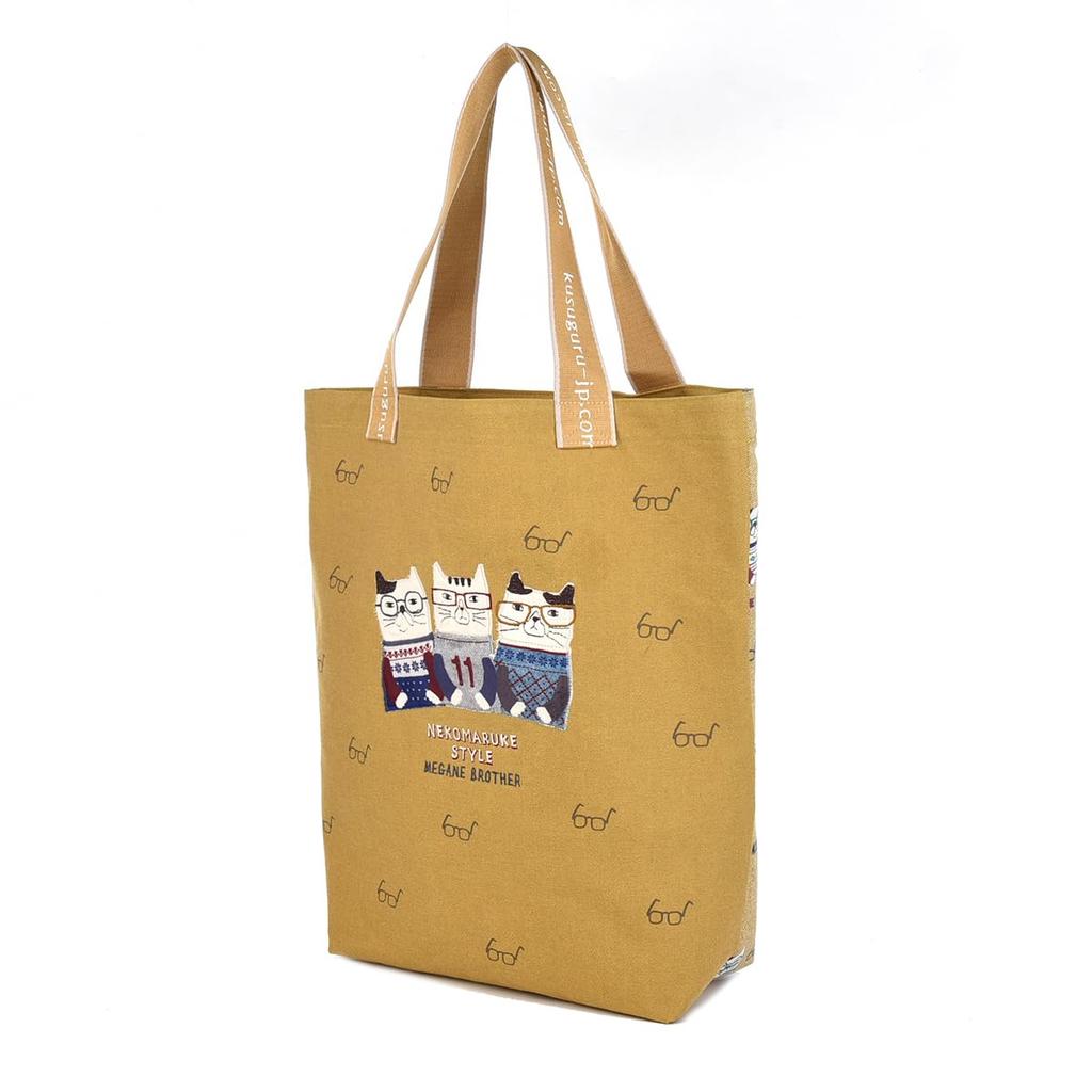 [Kusuguru Japan] Women's Cat Tote Bag, Mustard