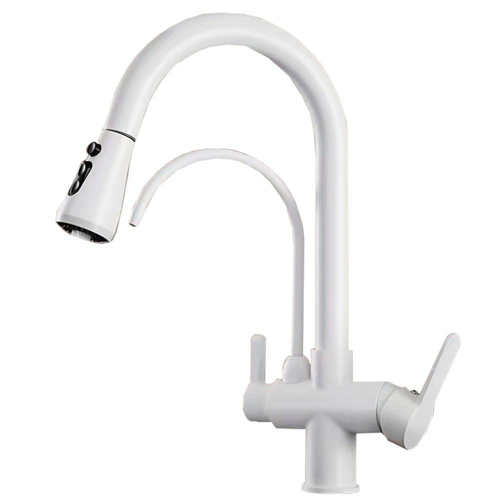 All-Copper Dual-Use Pull-Out Kitchen Faucet with Hot/Cold & Water Purifier