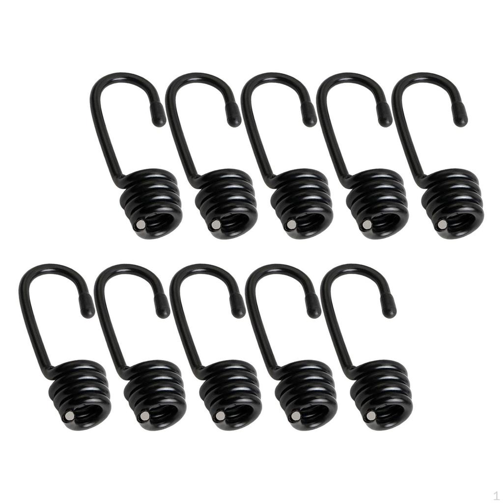 Metal Clips for Bungee Straps - Pack of 10, Black