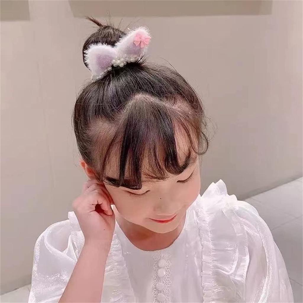 Gulenvailo Hair Accessories, Pearl Hair Ties with Cat Ears, Cute Princess Tiara, Perfect for Children, Parties, Shichi-Go-San Celebrations, Weddings,