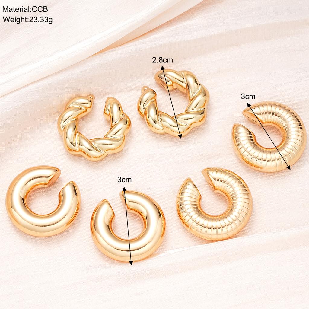 Orecchini a clip rotondi oversize spessi per donna in acciaio inossidabile placcato oro Ear Cuff Tubo cavo Clip spesse Gioielli