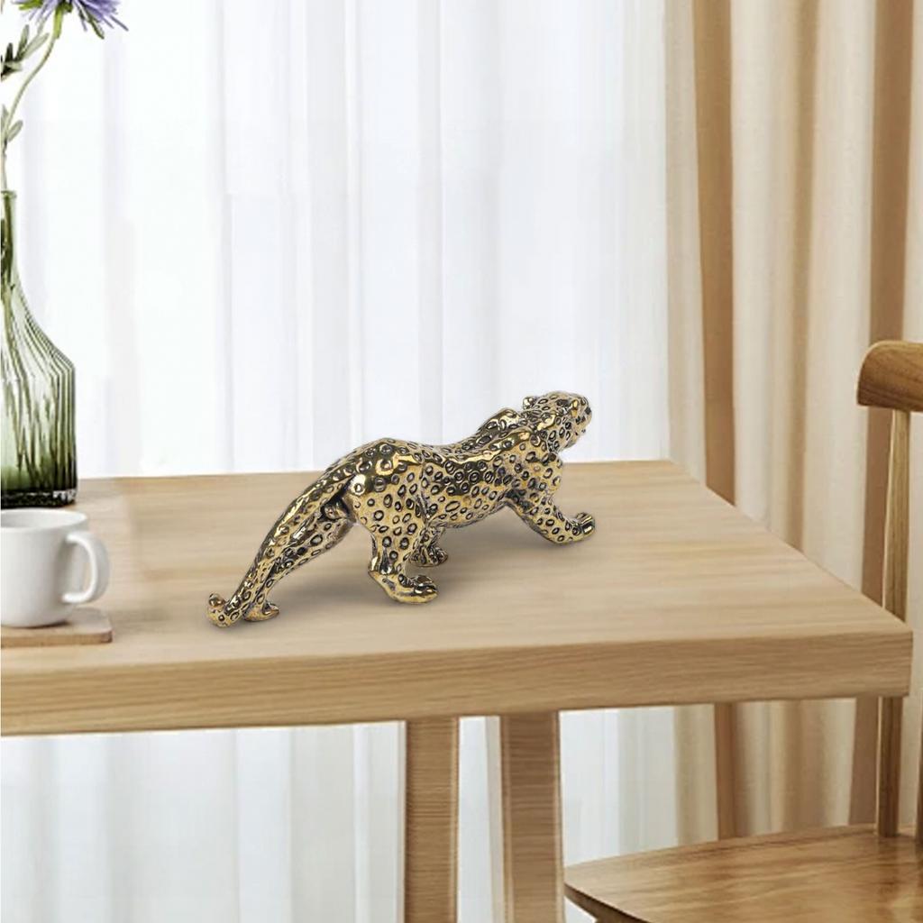 Viel Glück Figur Tierdekor Skulptur Messing Leopard Statue Kompakte Größe