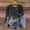 Women's Round Neck Top Printing Thickened Plush Cashmere Warm Long Top