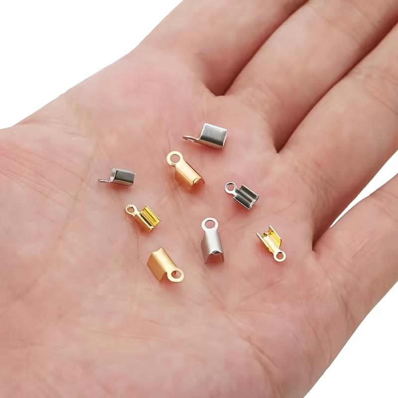 98pcs/Lot Cove Clasps Cord End Caps String Ribbon Leather Clip Tip Fold Crimp Bead Connectors For Jewelry Making DIY Supplies