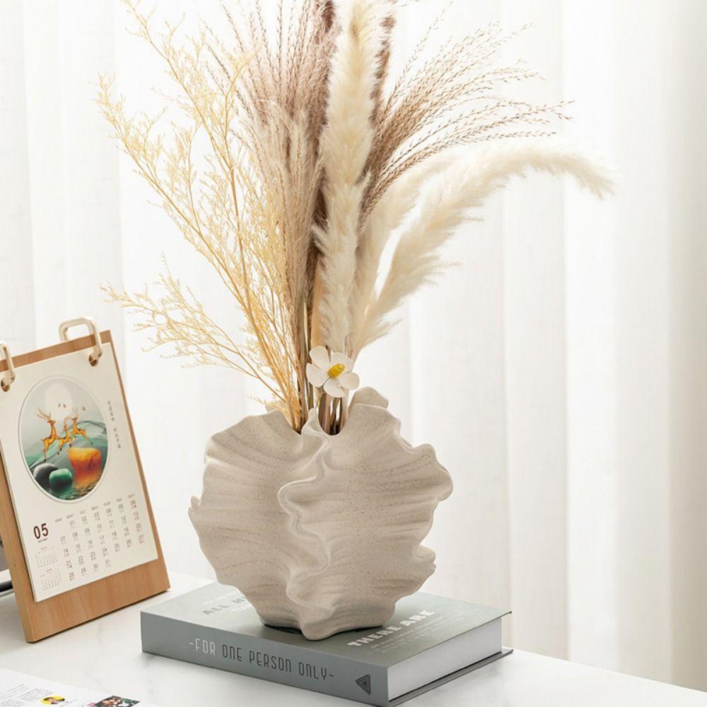 Matte Texture Geometric Wavy Vase Fashion Ceramic Vase Hydroponics Flower Vase  Home Accessories