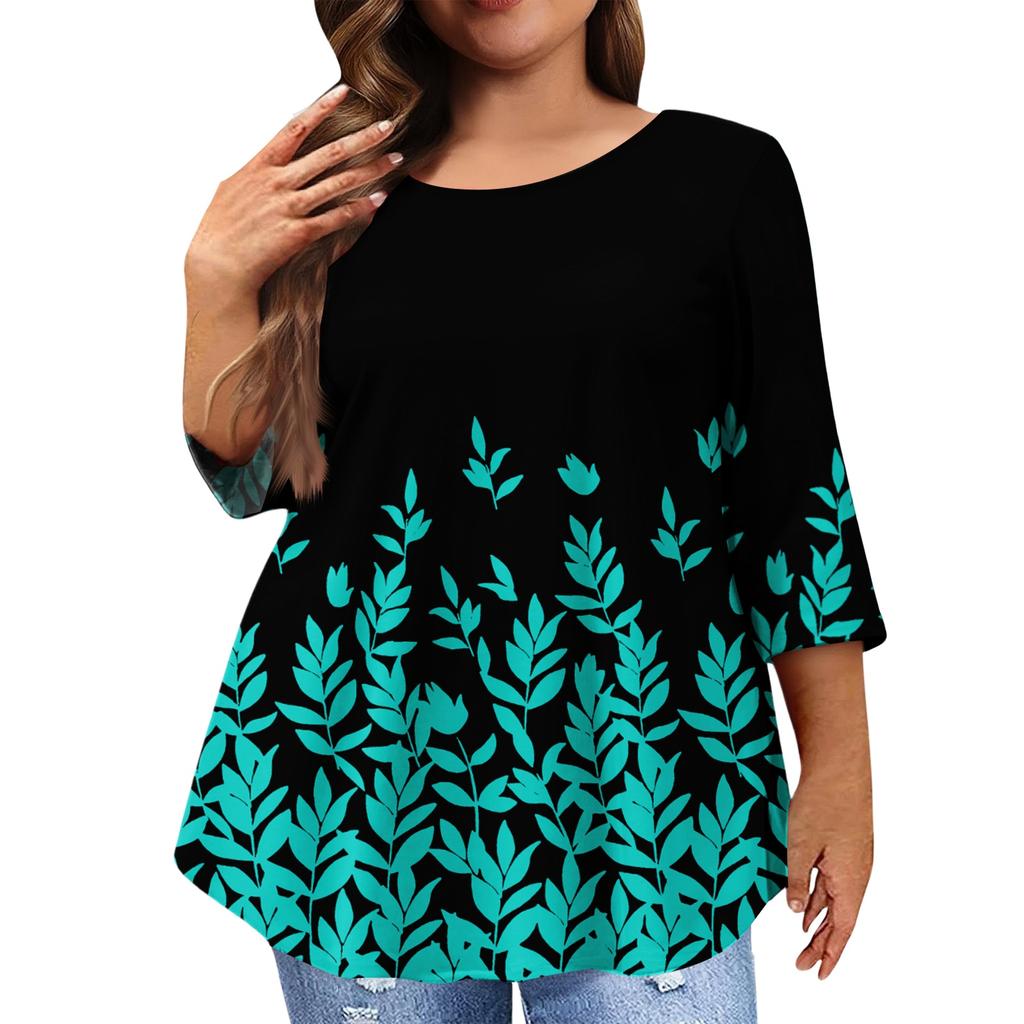 Women's Fashion Casual Round  Neck 3/4 Sleeve Oversized Top