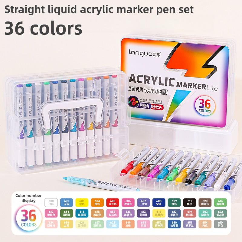 LANGUO 60/24 Colors Lightning Liquid Acrylic Marker Pens with Soft Tips Flow Smart Ink Control Art School Supplies Stationery
