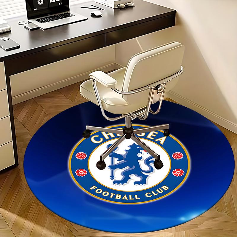 CHELSEA FOOTBALL CLUB LION PRINT Chair Mat Round Rug-Office Carpet, Machine Washable, Non-slip, Suitable for Living Rooms, Bedrooms, Entrywa