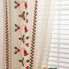 2 Panel Santa Claus Lace Gauze Curtains Christmas Bell Embroidery Curtains Translucent Lace Curtains Home Decoration Curtains