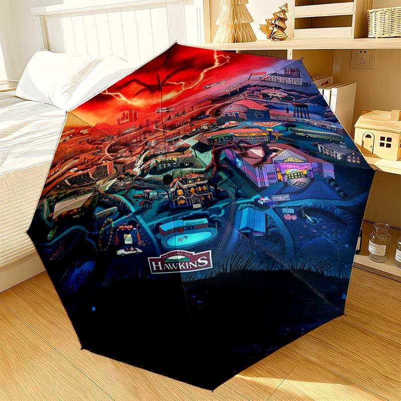 Summer Fun Ice Cream Stranger Umbrella 8-Frame for Travel, camping, Casual Lightweight Portable Umbrella, Essential for every family Holidays Gift