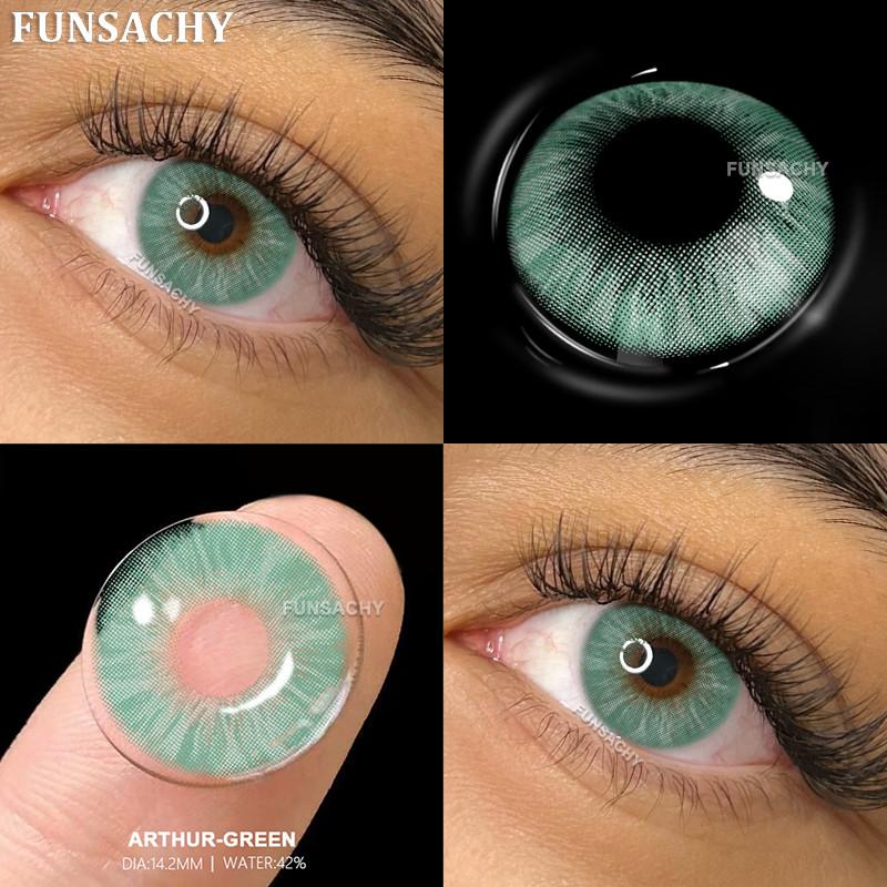 Funsachy 1 Pair Natural Brown Eye Color Contact Lenses Grey Lens High Quality Student Annual Beauty Cosmetics