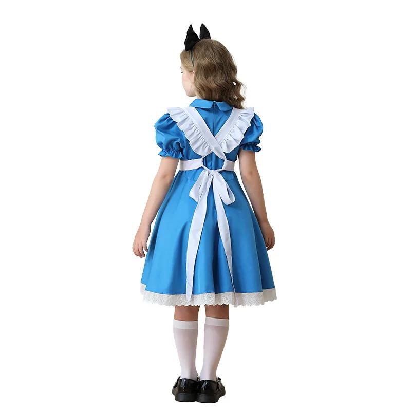 Kids Alice Maid Lolita Dress Costume, Countryside Style Princess Dress for Children’s Day & Halloween