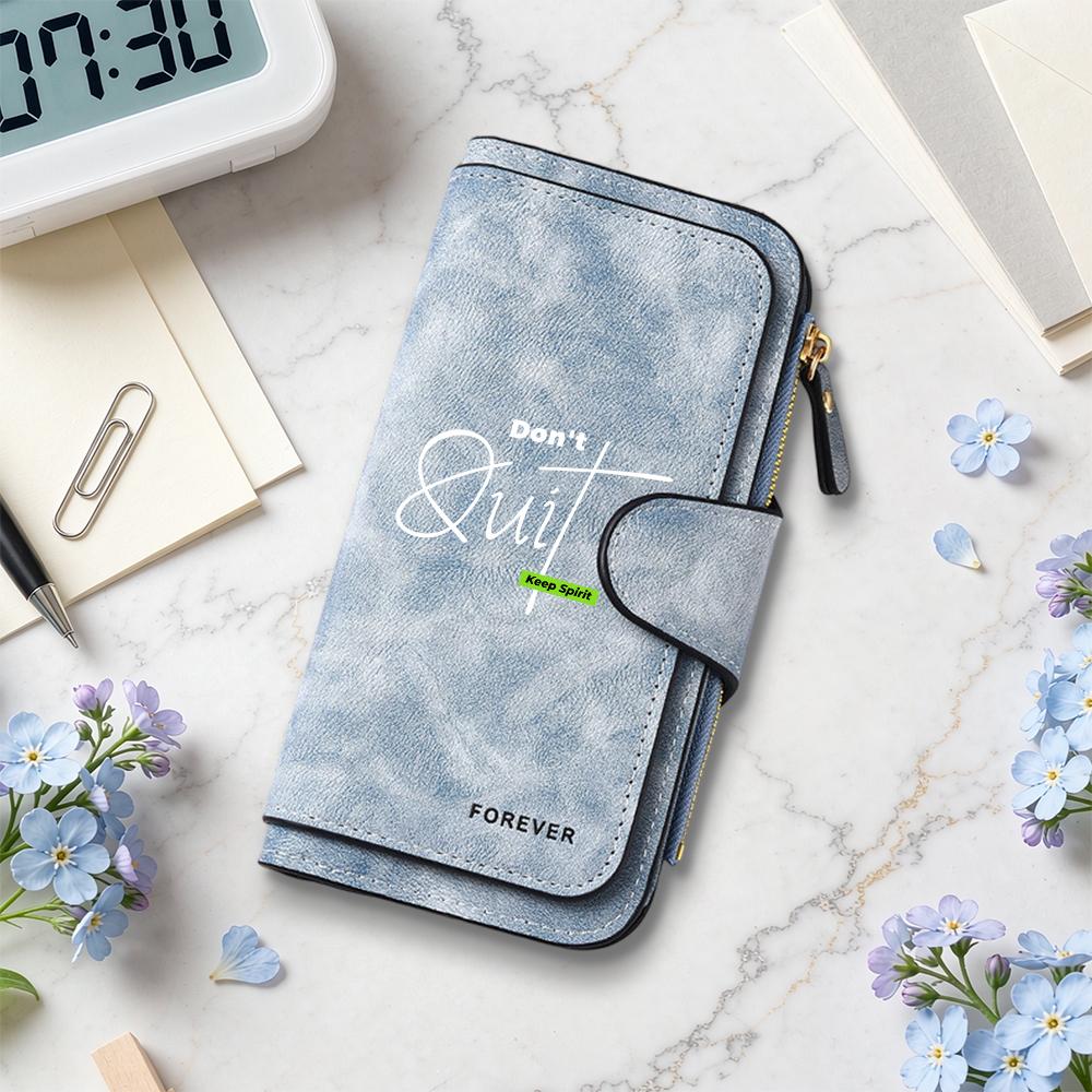 Stylish Wallet with Inspirational Slogan Durable Casual Purse for Daily Use