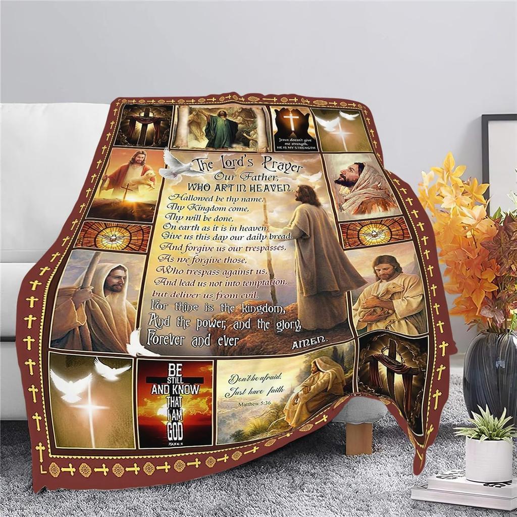 Christian Blanket pirational Scripture Religious Spiritual Jesus Prayer Faith Throw Blanket Catholic Gifts for Adults Women Men Super Soft Cozy Plush