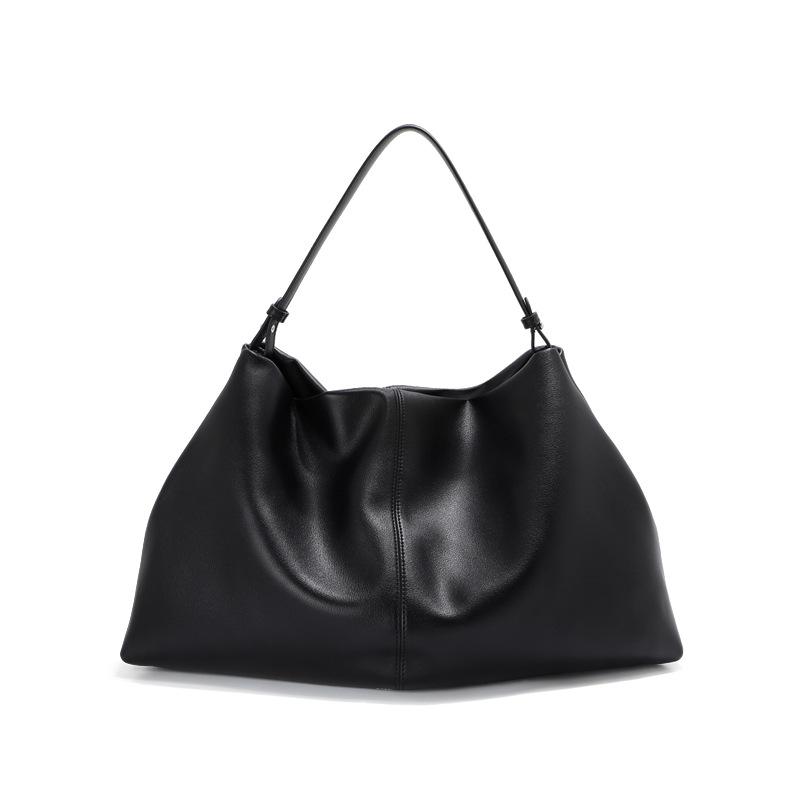 Large Capacity Tote Bag Women's Lazy and Relaxed Cowhide Commuting Leather Underarm Bag Autumn and Winter Soft Leather Shoulder Messenger Bag