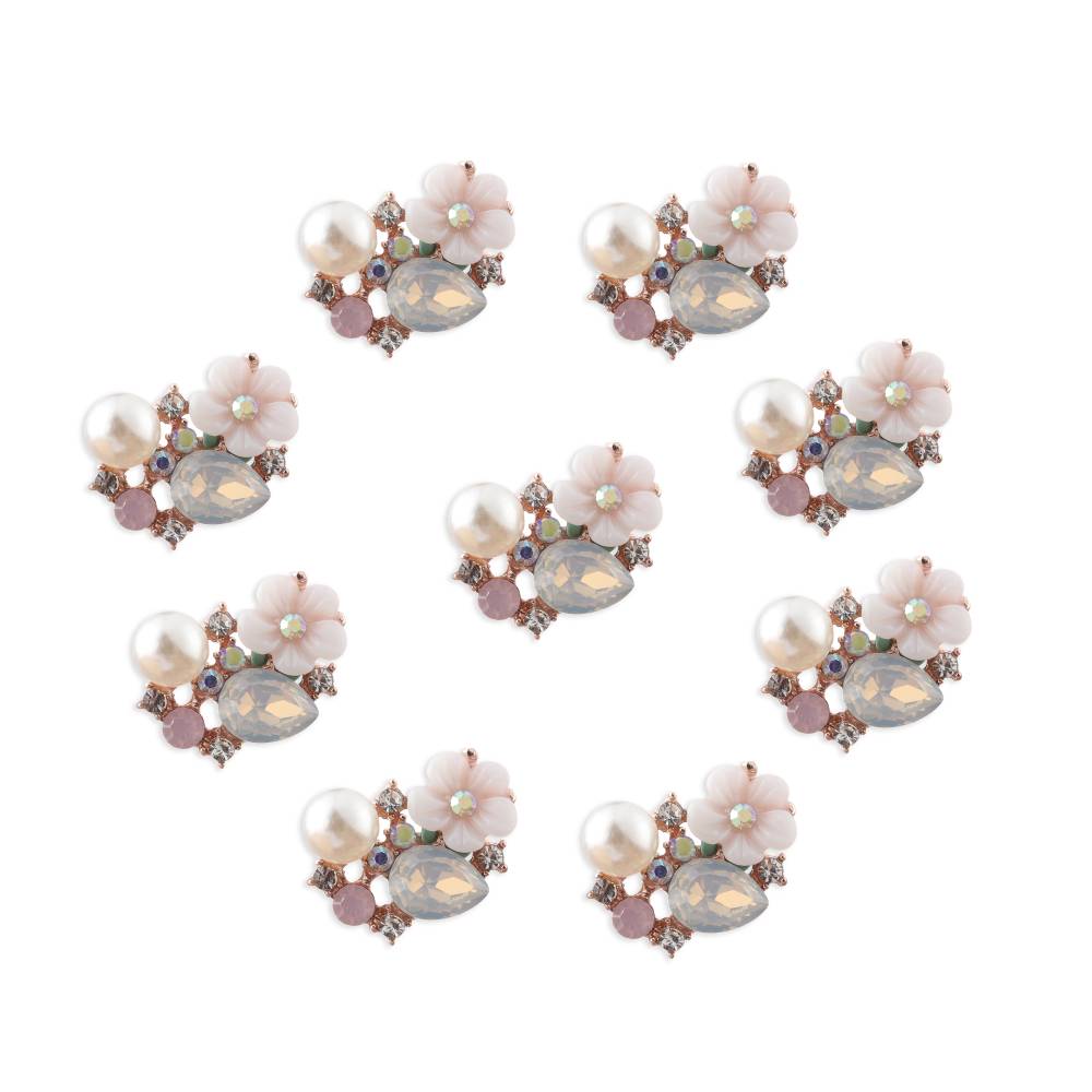 10PCS Sparkling Rhinestone Buttons Vintage Buttons For Apparel Sewing Pearl Hairpin Decoration DIY Jewelry Crafts Flower Buttons
