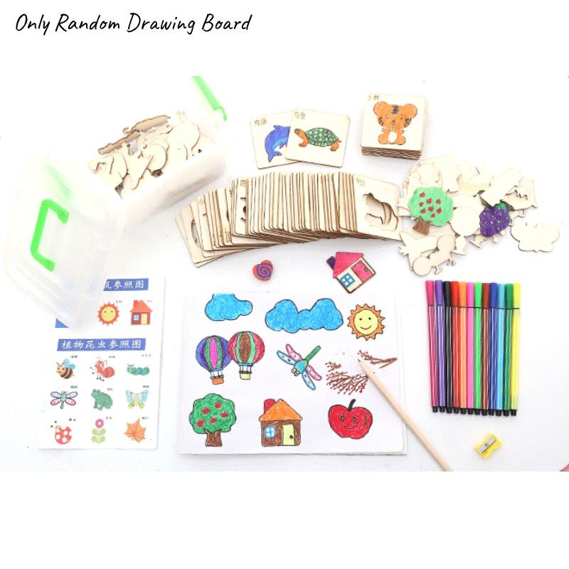 Montessori Wooden Drawing Stencils Set For Kids 20 Colorful Templates For Creative Diy Painting And Learning Games Chars)