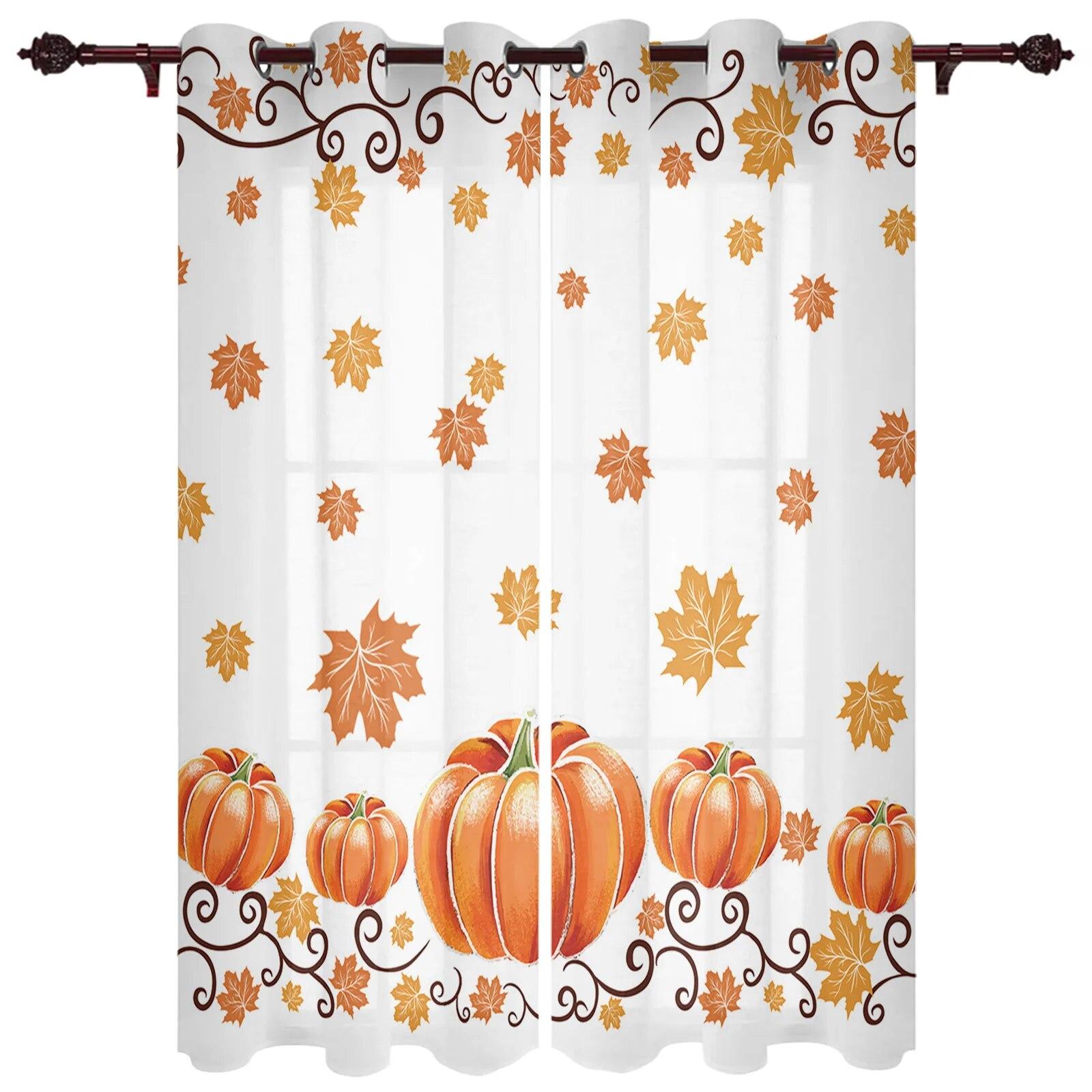 

Осенние акварельные шторы с тыквой и кленовым листом для гостиной, роскошные современные шторы для спальни, кофейные шторы для столовой