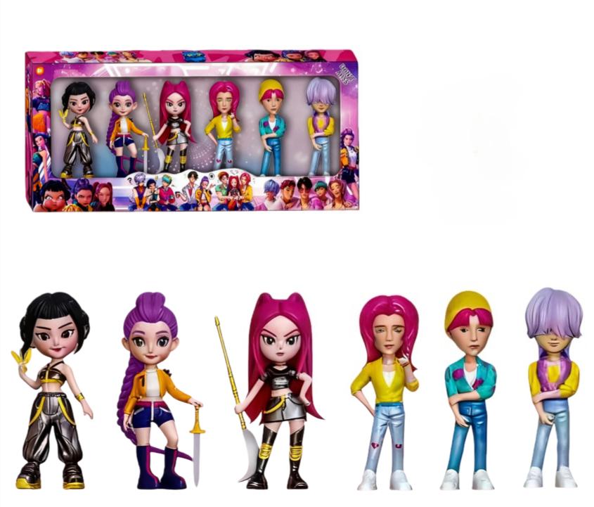 6pcs/Set Kpop Demon Hunters Action Figure Toy Derpys Tiger Rumi Mira Zoey Sussy Figurine Doll Fans Gift  Christmas Gift