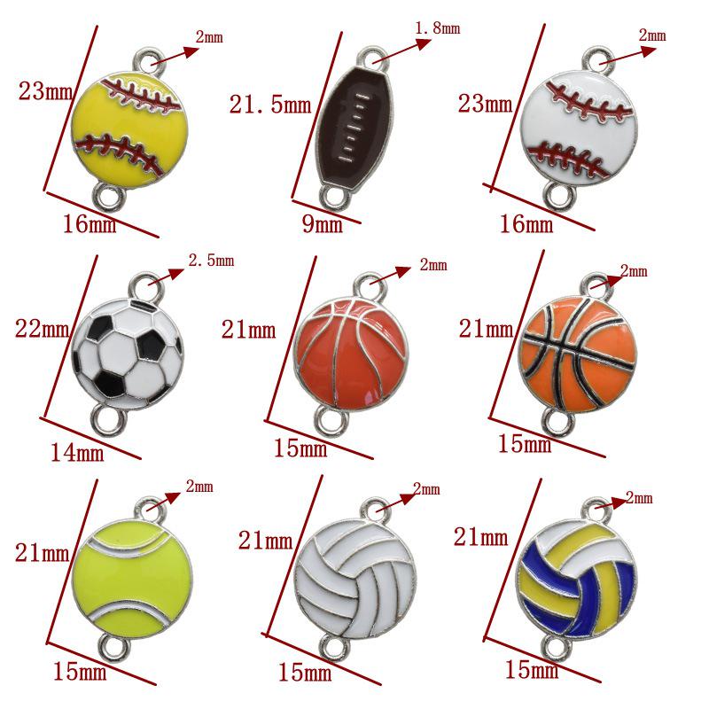 Retro Double Dangle Sports Balls Pendant Alloy Jewelry Accessory