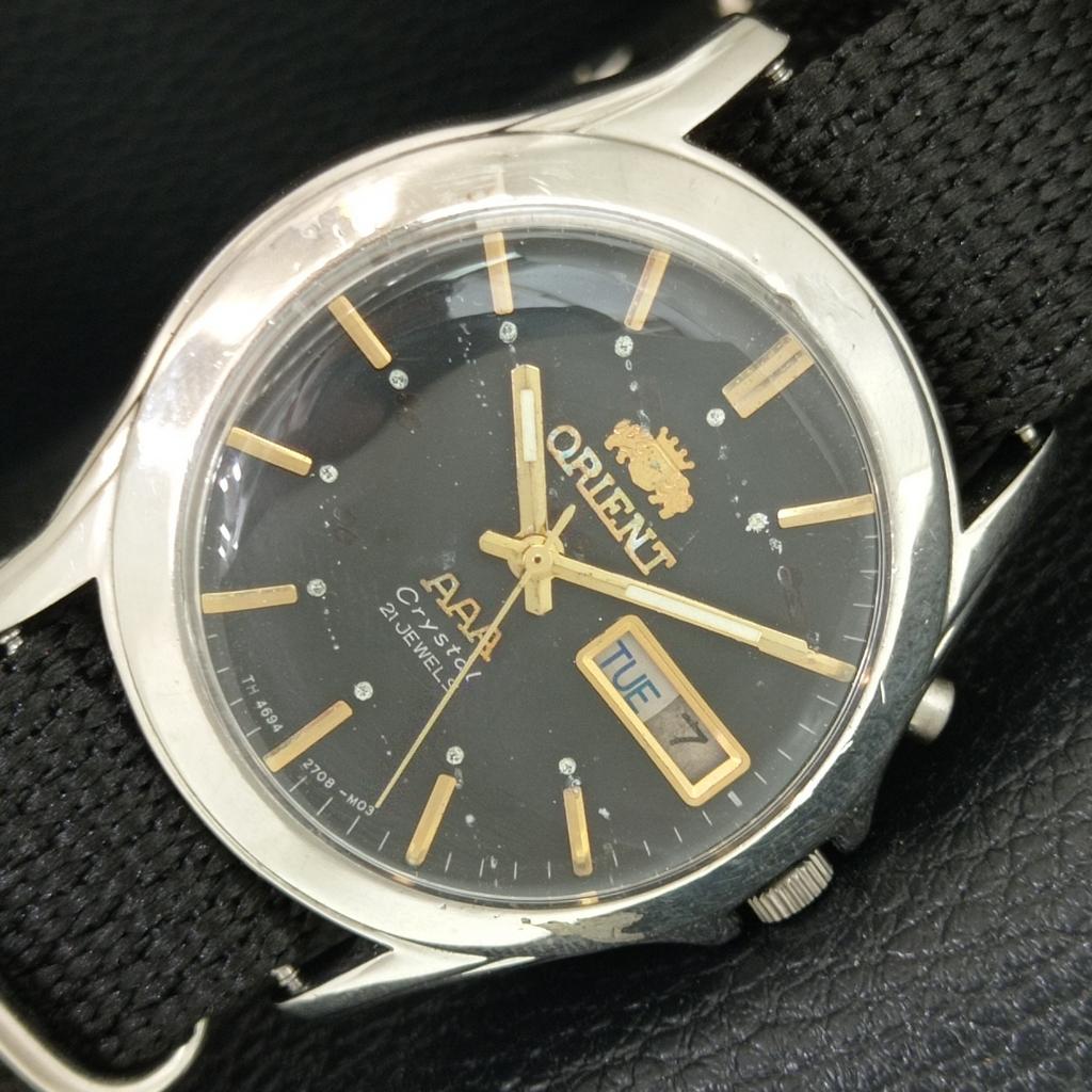 VINTAGE ORIENT AAA CRYSTAL AUTOMATIC JAPAN MENS ORIGINAL DIAL WATCH a709090-1