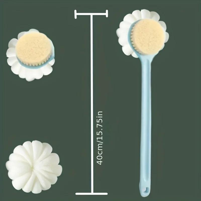 Soft Nylon Shower Brush for Sensitive Skin – Bathroom Long Handle Back Style, Gentle Exfoliating, Odorless & Easy To Clean