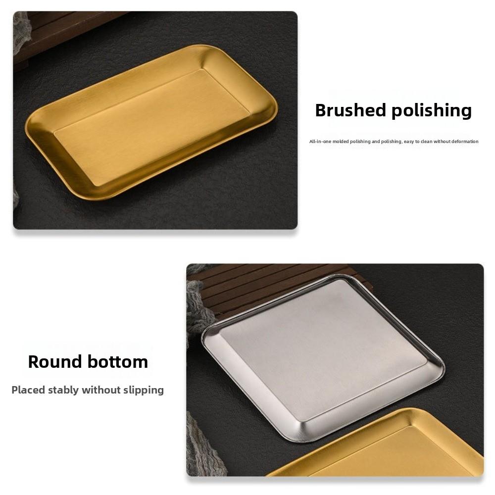 2PCS/SET Rustproof Stainless Steel Tray Wear-resistant BBQ Plate Easy To Clean Shallow Tray  Buffet