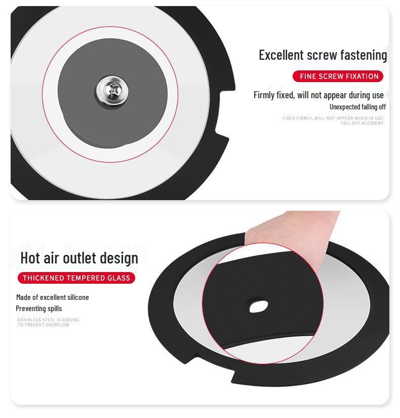 Universal Heat-Resistant Silicone Pot Lid with Notch - Edge-Sealing Glass Lid for Soup, Stir-fry, and Frying