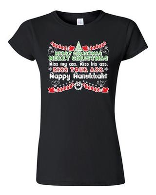 Junior Christmas Kiss Your Ass Happy Hanukkah Movie Funny Humor DT T-Shirt Tee Unisex T-Shirt
