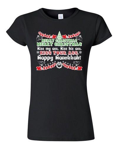 Junior Christmas Kiss Your Ass Happy Hanukkah Movie Funny Humor DT T-Shirt Tee Unisex T-Shirt XL