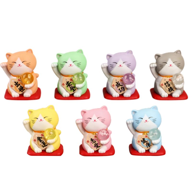 Holibanna Lucky Cat Stylish Interior Decoration for or Office 7-Piece Ornament, Car, Home,