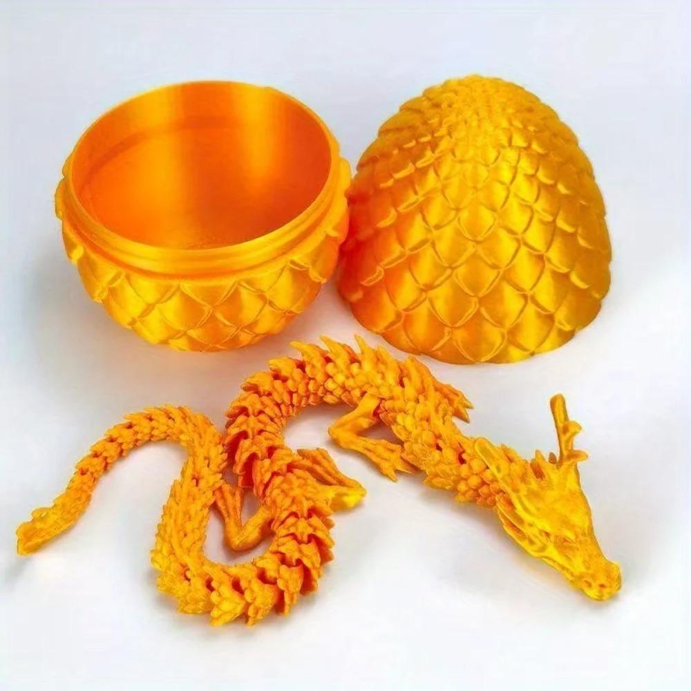 Uovo di Drago Stampato in 3D con Modello di Drago Completamente Articolato Mobile Girevole Ornamento da Tavolo Articolato Giocattolo per Bambini