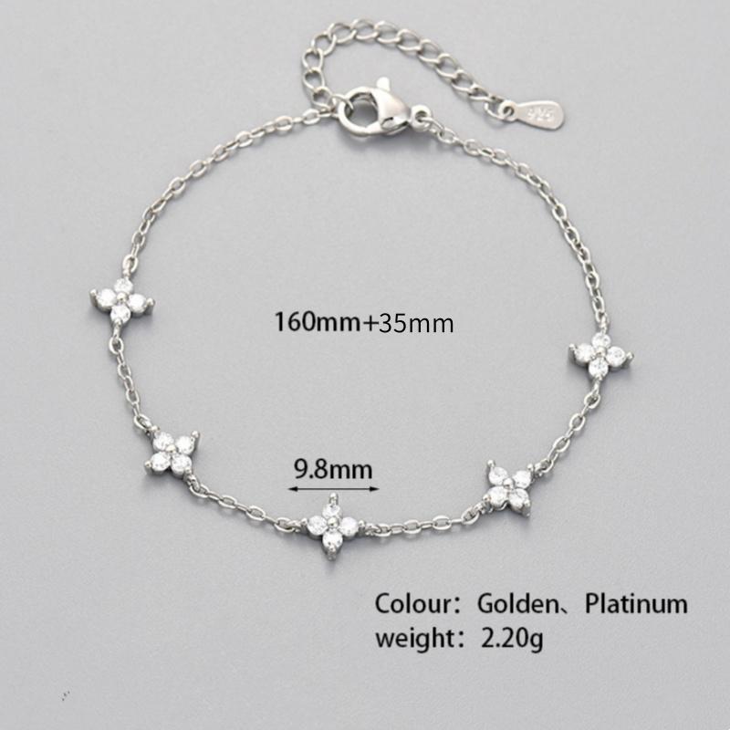 Luxury Four Leaf Flower Zircon Bracelet for Women 2026 New Fashion Rhinestone Bracelets Girls Party Jewelry Gifts