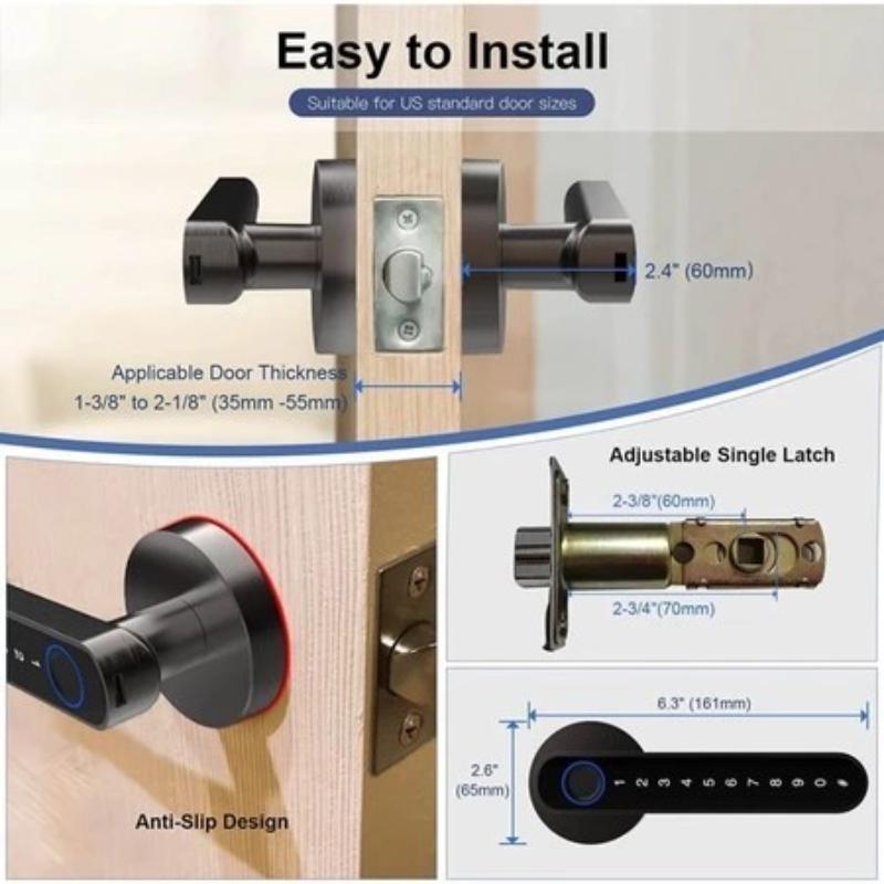 TUYA 4 In 1 Smart Door Lock Fingerprint Lock Electronic Digital Password Handle Lock Keys Unlock