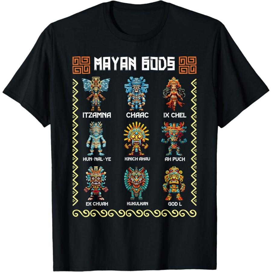 Ancient Mayan Gods Aztec Civilization Mythology Deities T-Shirt XXXXXL чёрный