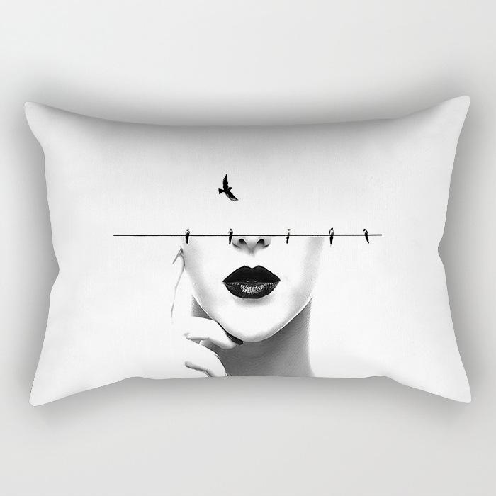 Modern Simple Black And White Geometric Long Strip Pillow Case Sofa Pillow Cushion Cover Premium Durable Quality