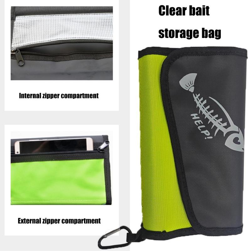 Waterproof Fishing Baits Bag Fishing Leader Tackle Wallet Bag with Carabiner Baits Wallet Case Fishing Lures Carry Bag